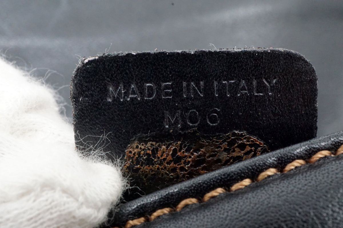 セリーヌ ヴィンテージ ショルダーバッグ トリオンフ ブラゾン ロゴ バイカラー レザー 黒 ブラック CELINE 4524h_画像9