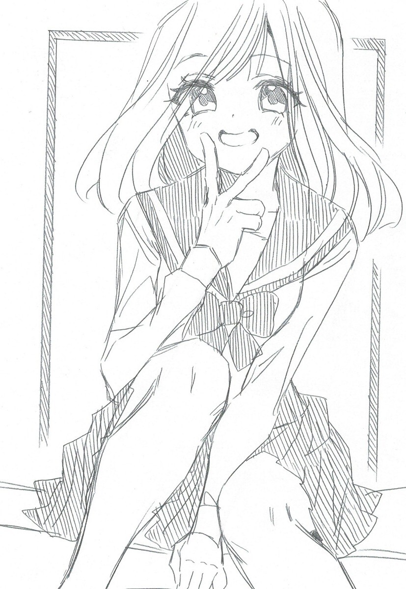 B6(20) стоимость доставки 140 иен ручные иллюстрации оригинал девочка черновой . матроска симпатичный 