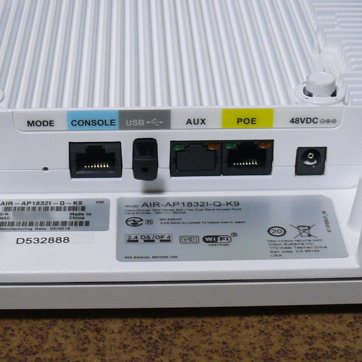 yb764/Cisco Aironet 1832 Series 802.11ac Dual Band Access Point /初期化済_画像3