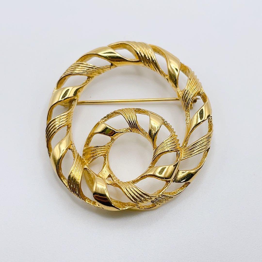 [ супер редкий * прекрасный товар ]ChristianDior Christian Dior брошь дизайн узор Gold Vintage большой ..