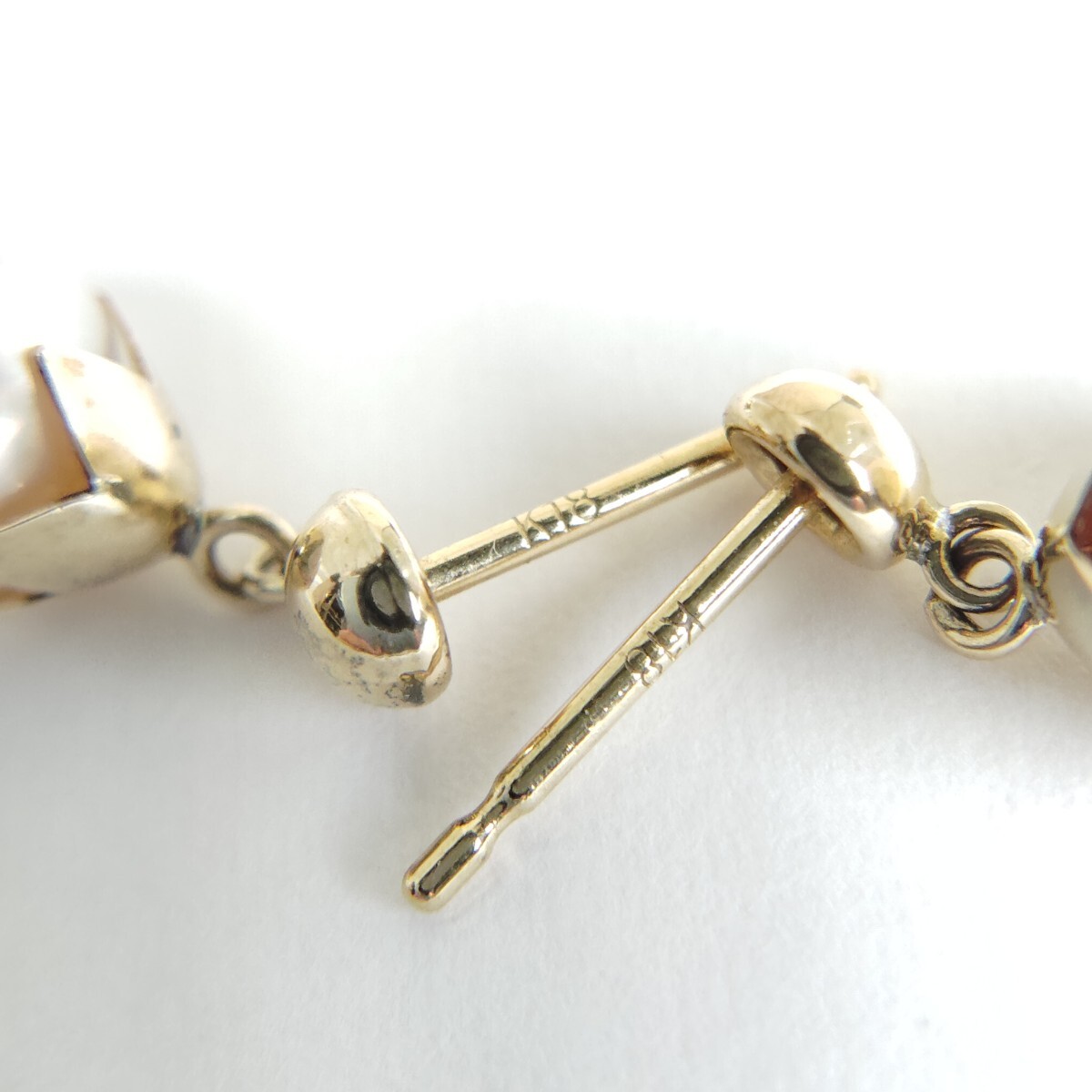 ☆TASAKI タサキ 田崎真珠 約7.8mmパール K18 スイング ピアス 約2.6g_画像3