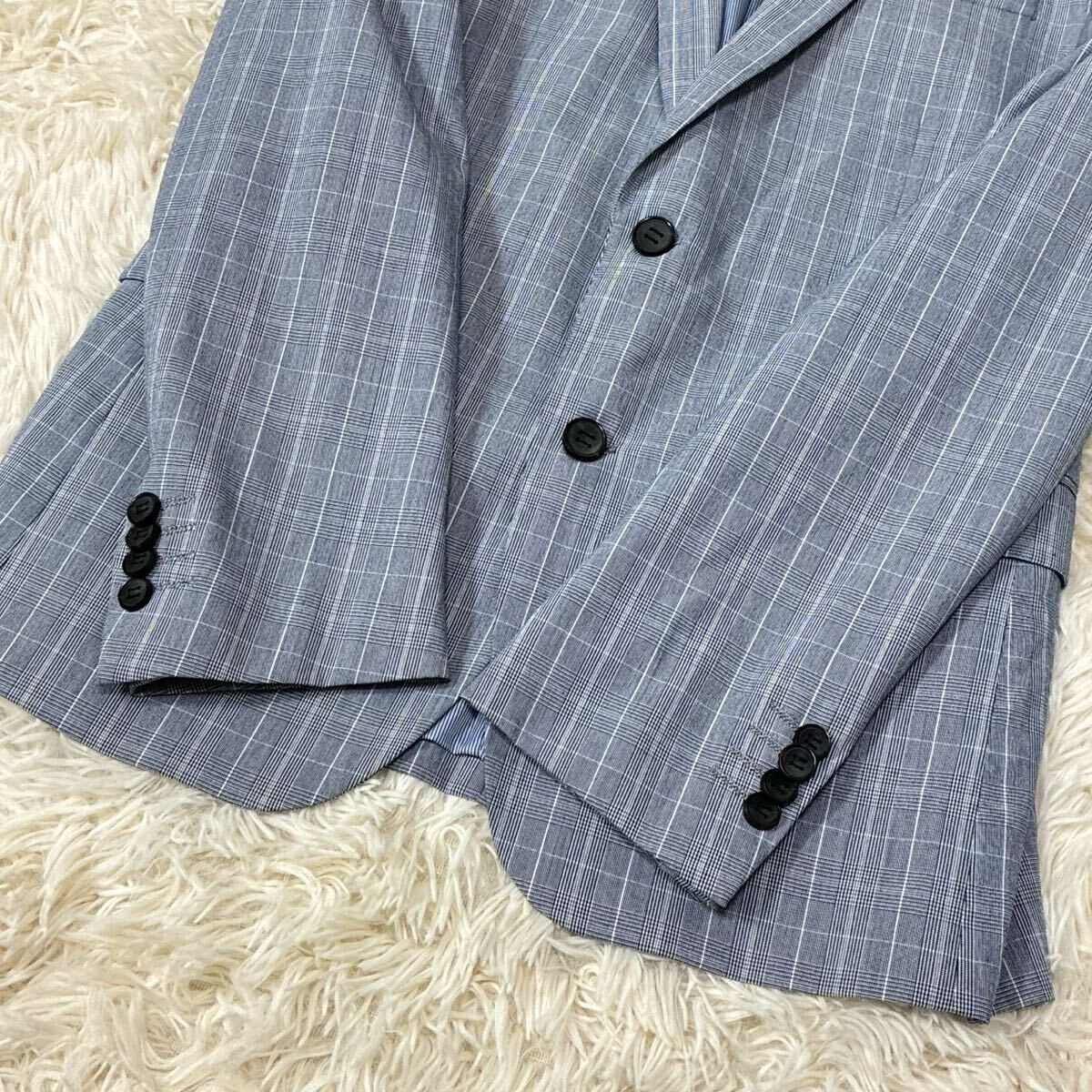 未使用級 Lサイズ ZARA MAN テーラードジャケット グレー チェック メンズ アウター スーツ パイピング バイカラー 秋冬 春 ストライプ 48_画像6