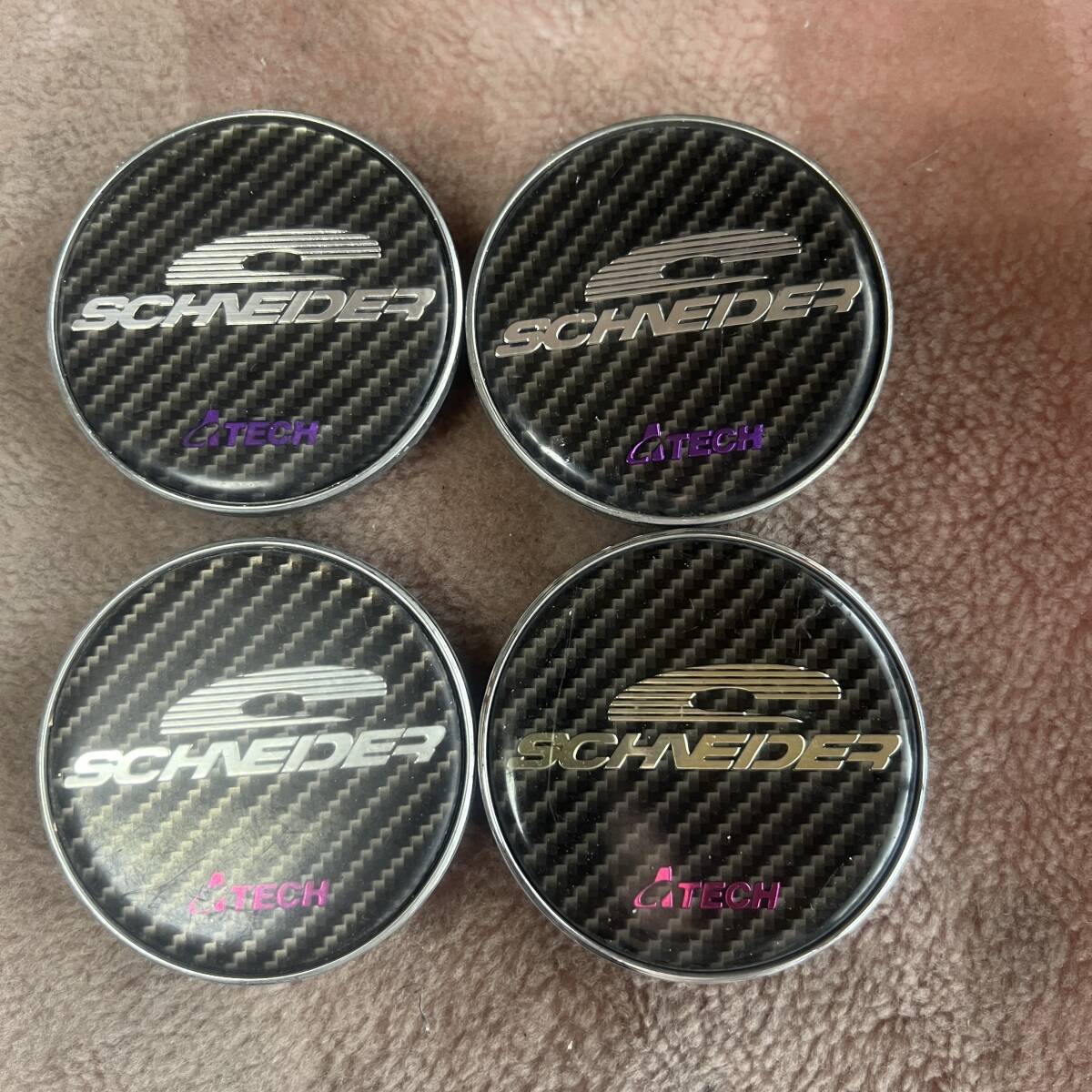 C164-57★A-TECH SCHNEIDER シュナイダー アルミホイール用センターキャップ中古4枚★[品番]12011445F-1★外径約59.5mm前後_画像1