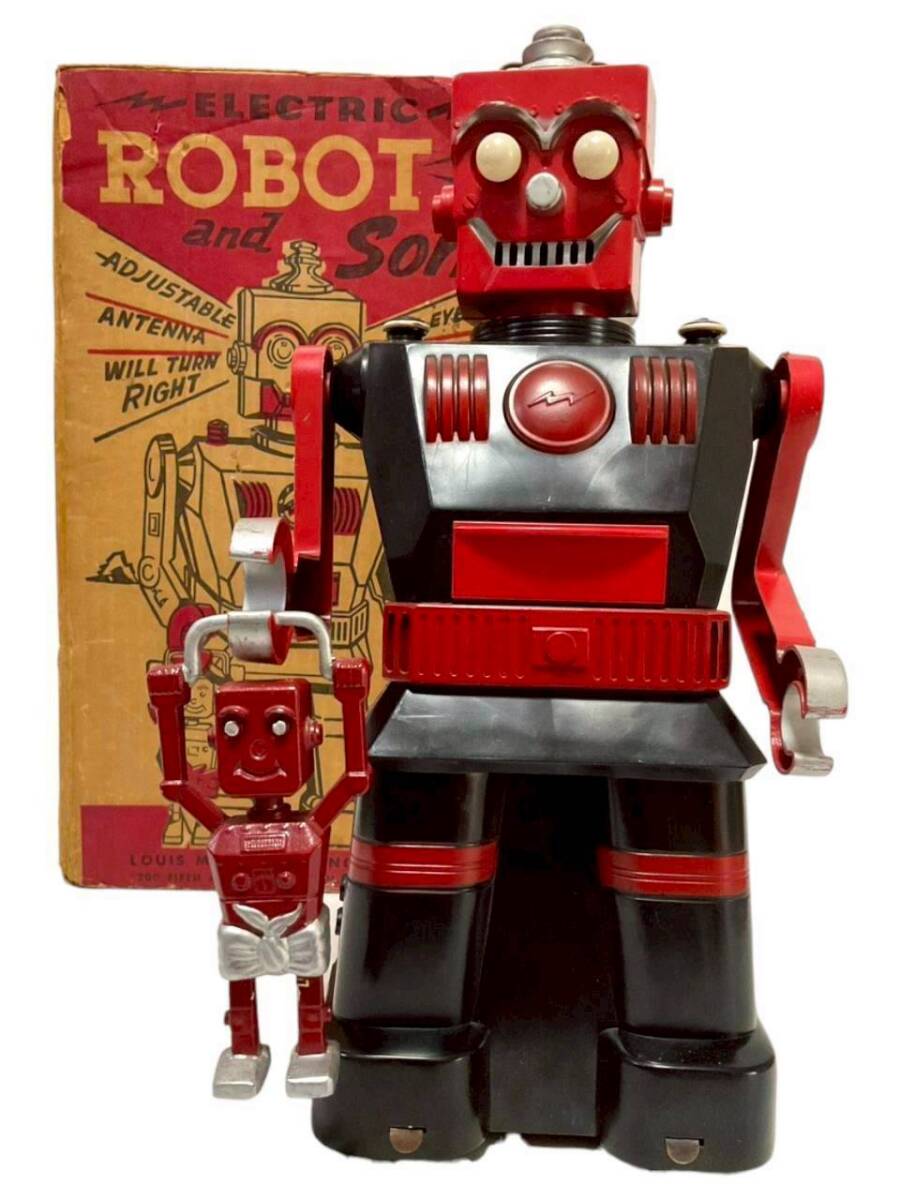 C8: [ работа хороший супер очень редкий ]1950 годы огромный электрический робот & солнечный электрический жестяная пластина игрушка Marx USA производства 41cm