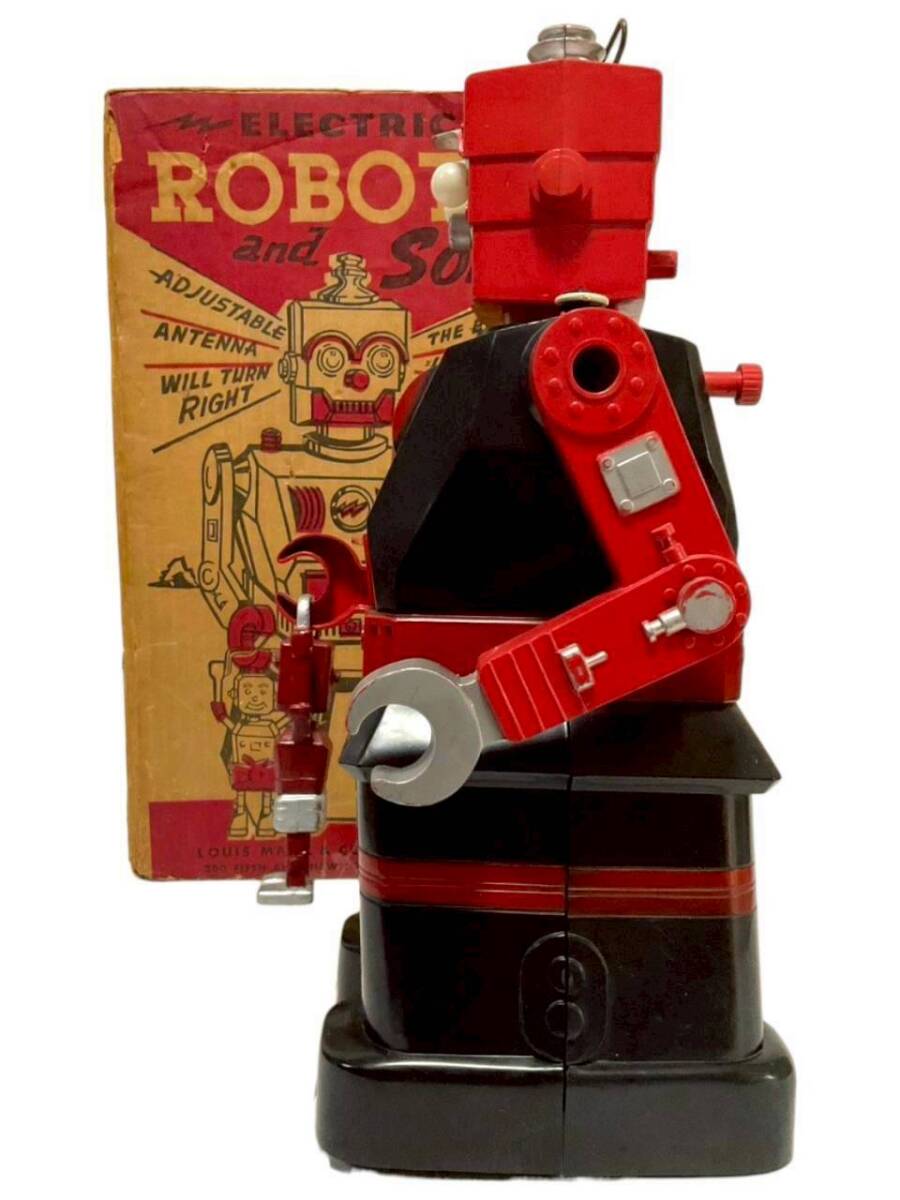 C8: [ работа хороший супер очень редкий ]1950 годы огромный электрический робот & солнечный электрический жестяная пластина игрушка Marx USA производства 41cm