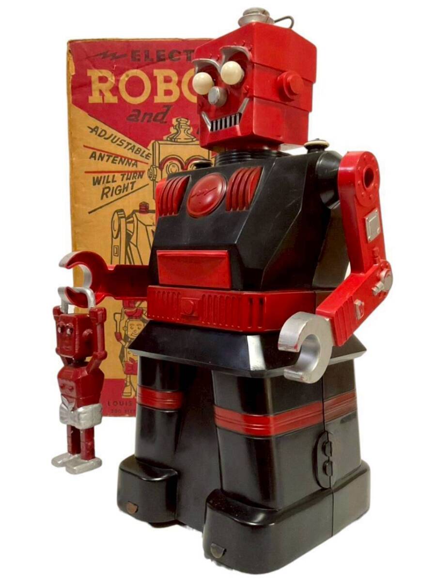 C8: [ работа хороший супер очень редкий ]1950 годы огромный электрический робот & солнечный электрический жестяная пластина игрушка Marx USA производства 41cm