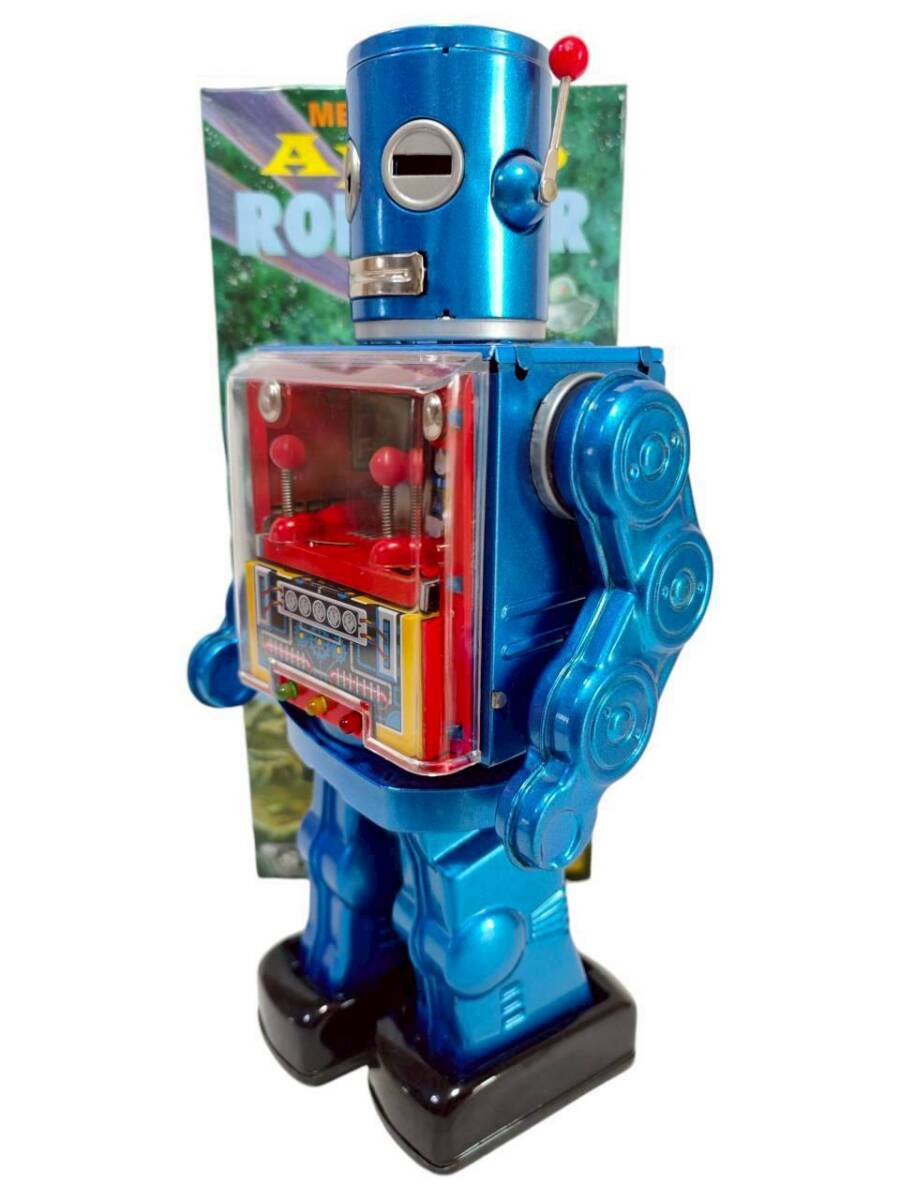 D3.[ как новый работа хороший редкий ] синий цвет Apollo * Robot tia электрический жестяная пластина игрушка metal house производства 33cm неиспользуемый товар 