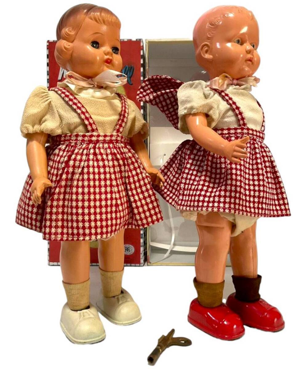 C9: [ как новый работа хороший ] супер редкий 1950 годы cup ru ходьба кукла zen мой жестяная пластина игрушка MT производства 33cm неиспользуемый товар белый обувь 