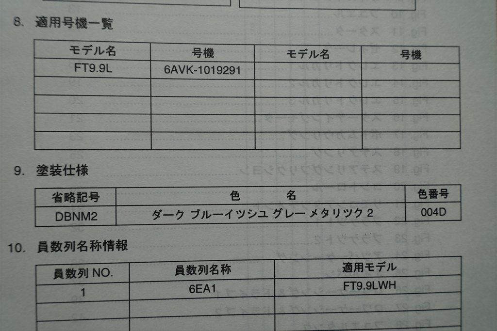 ヤマハ船外機 FT9.9L（6EA1）パーツカタログ古本　（2013年3月発行）_画像2