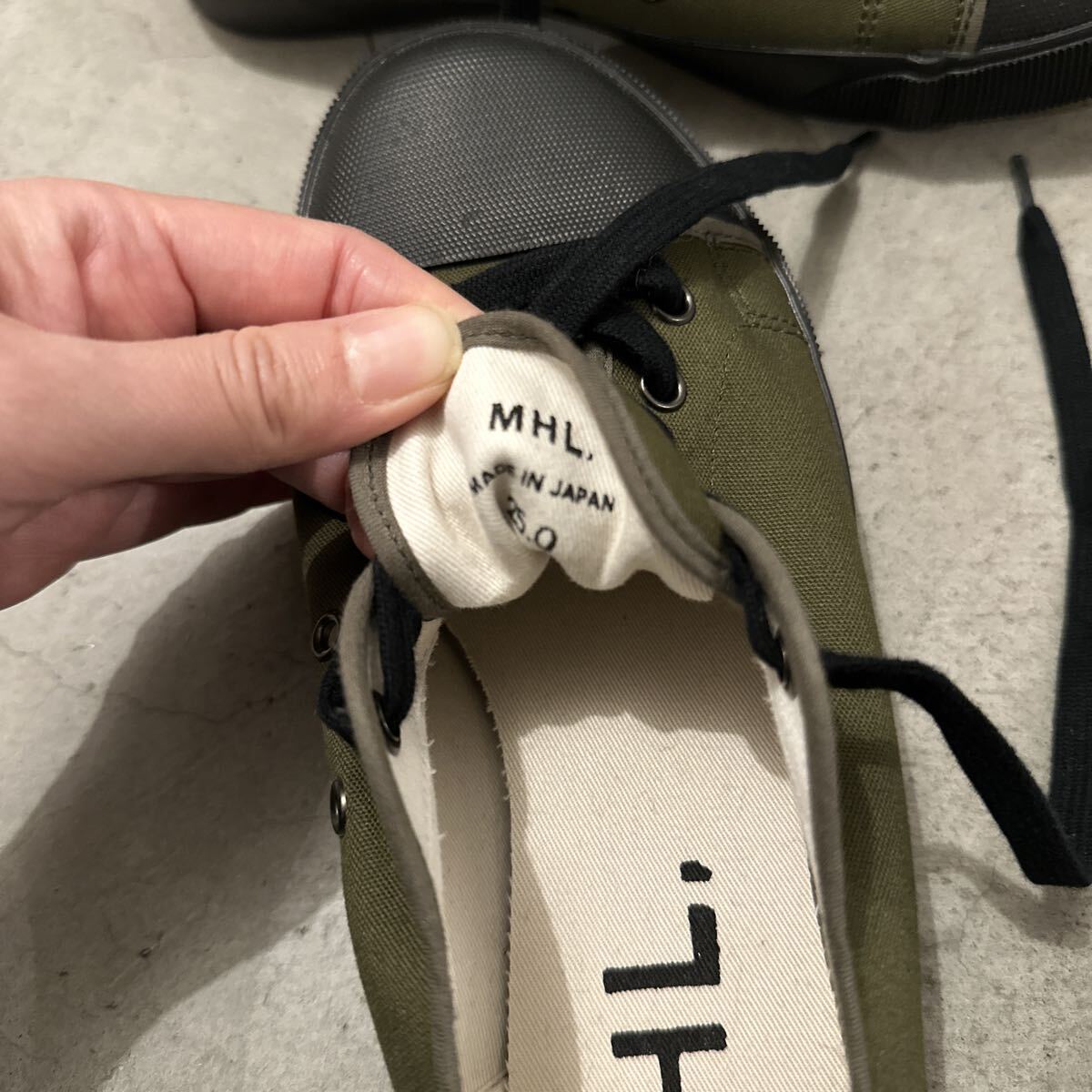 新品未使用箱付☆MHL. マーガレットハウエル☆ARMY SHOES アーミーシューズ☆カーキ☆サイズ25 スニーカー☆日本製_画像10