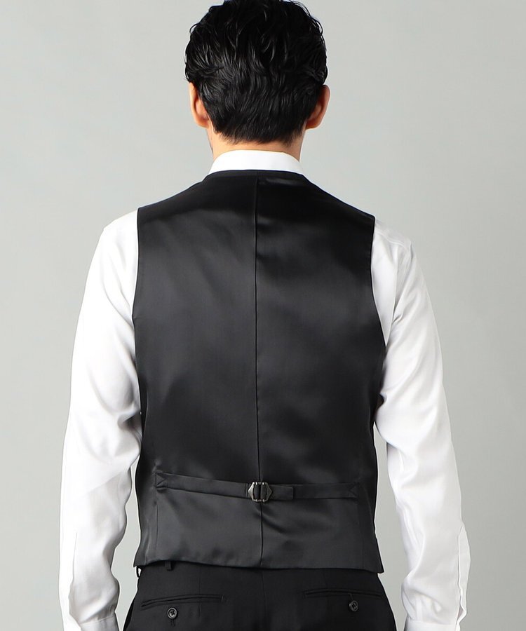 新品サンプル コムサメン COMME CA MEN 日本製 秋冬 ブラック無地 ギャバジン スリーピース スーツ XSサイズ 定価125,400_画像6