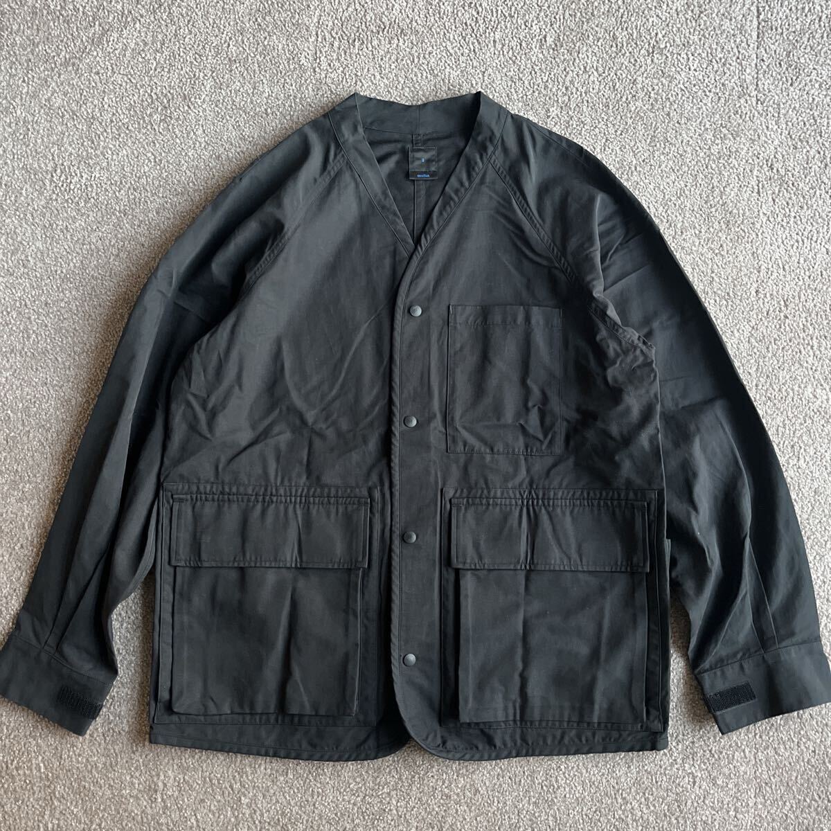 maillot マイヨ チノクロス ジャケット ブラック ノーカラージャケット フィッシングジャケット コットンナイロン MAO-10107 サイズ2_画像1