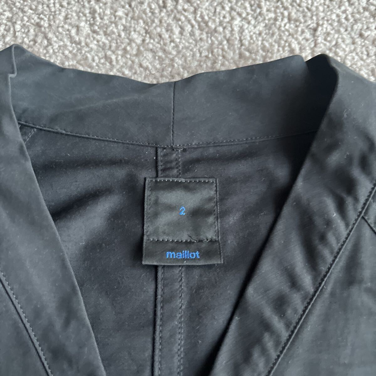 maillot マイヨ チノクロス ジャケット ブラック ノーカラージャケット フィッシングジャケット コットンナイロン MAO-10107 サイズ2_画像2