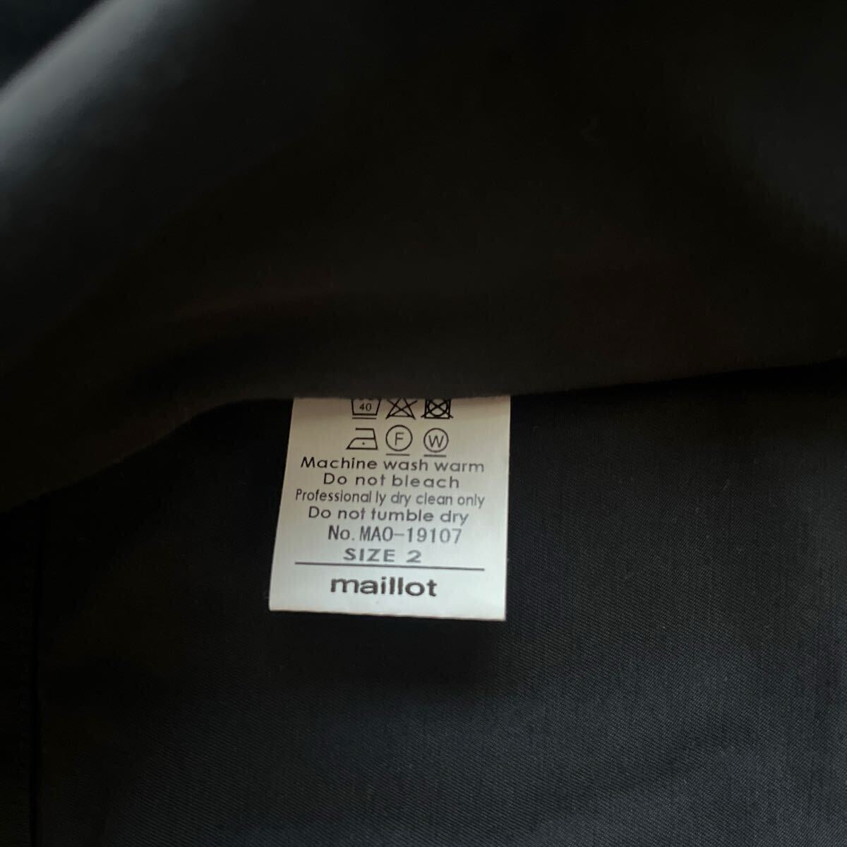 maillot マイヨ チノクロス ジャケット ブラック ノーカラージャケット フィッシングジャケット コットンナイロン MAO-10107 サイズ2_画像4