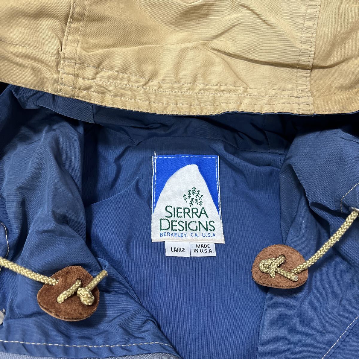USA製 SIERRA DESIGNS シェラデザイン マウンテンパーカー 60/40 L 80s 90s ベージュ ネイビー コットンナイロン 古着 シエラデザイン_画像3