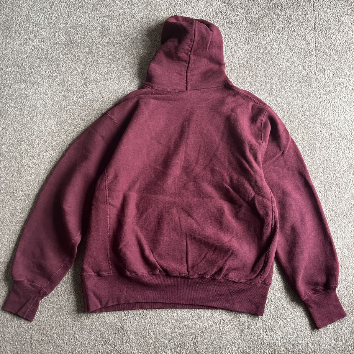 90s USA製 プルオーバー スウェット パーカー 企業ロゴ Lサイズ エンジ リバースウィーブタイプ 古着 ビンテージ PD ANTENNA Lee ボディ_画像7