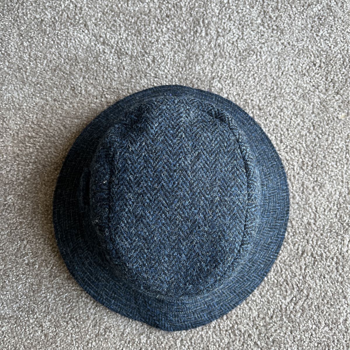 Hanna Hats ハンナハッツ ハリスツイード Harris Tweed ハンナハット ツイード 帽子 バケットハット L ネイビー ウール100 ヘリンボーン_画像5
