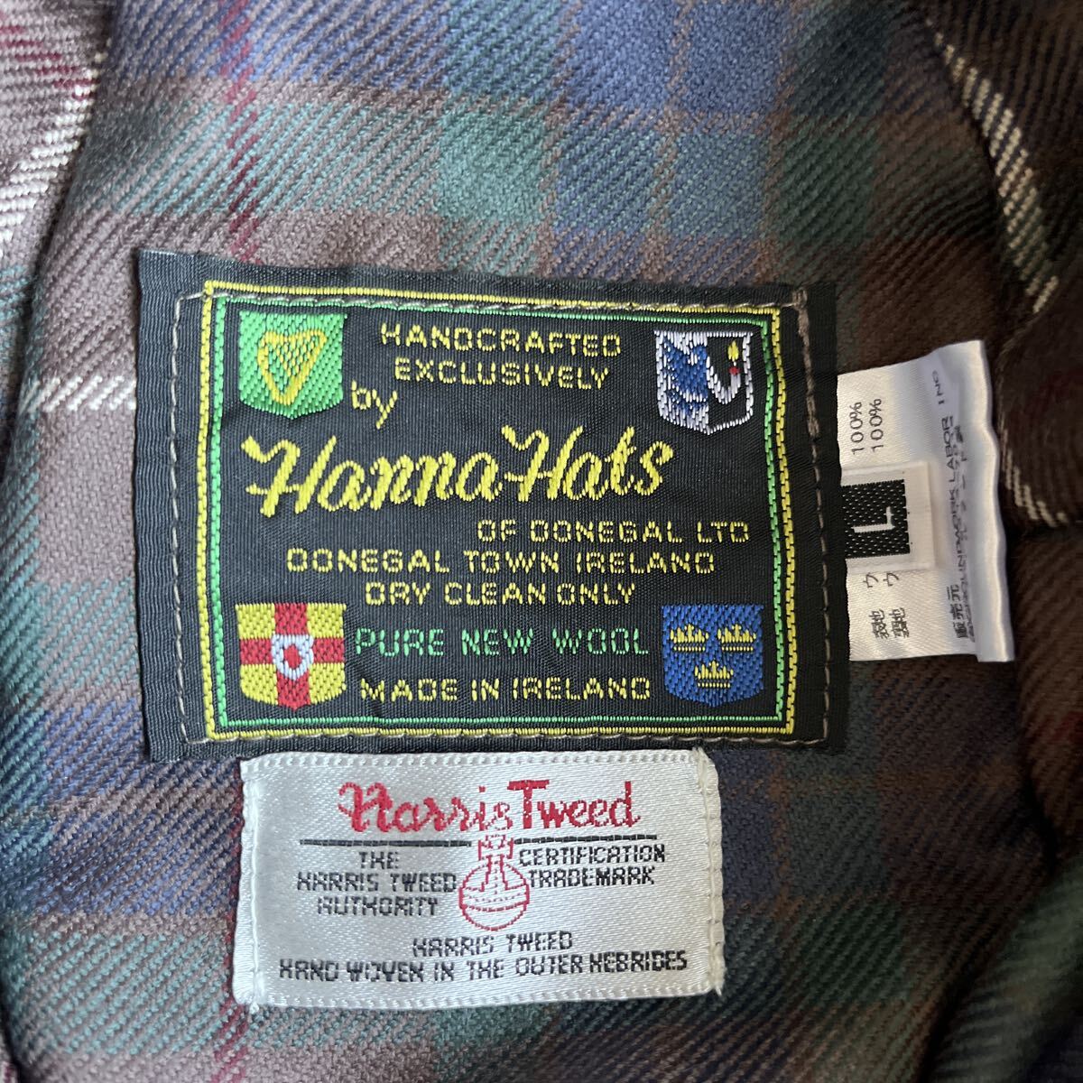 Hanna Hats ハンナハッツ ハリスツイード Harris Tweed ハンナハット ツイード 帽子 バケットハット L ネイビー ウール100 ヘリンボーン_画像7