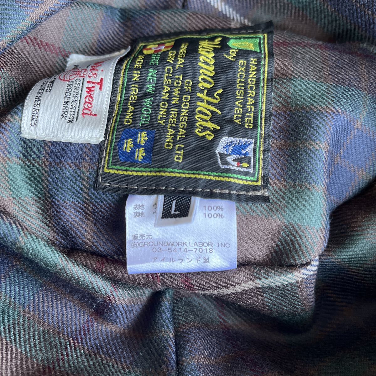 Hanna Hats ハンナハッツ ハリスツイード Harris Tweed ハンナハット ツイード 帽子 バケットハット L ネイビー ウール100 ヘリンボーン_画像8