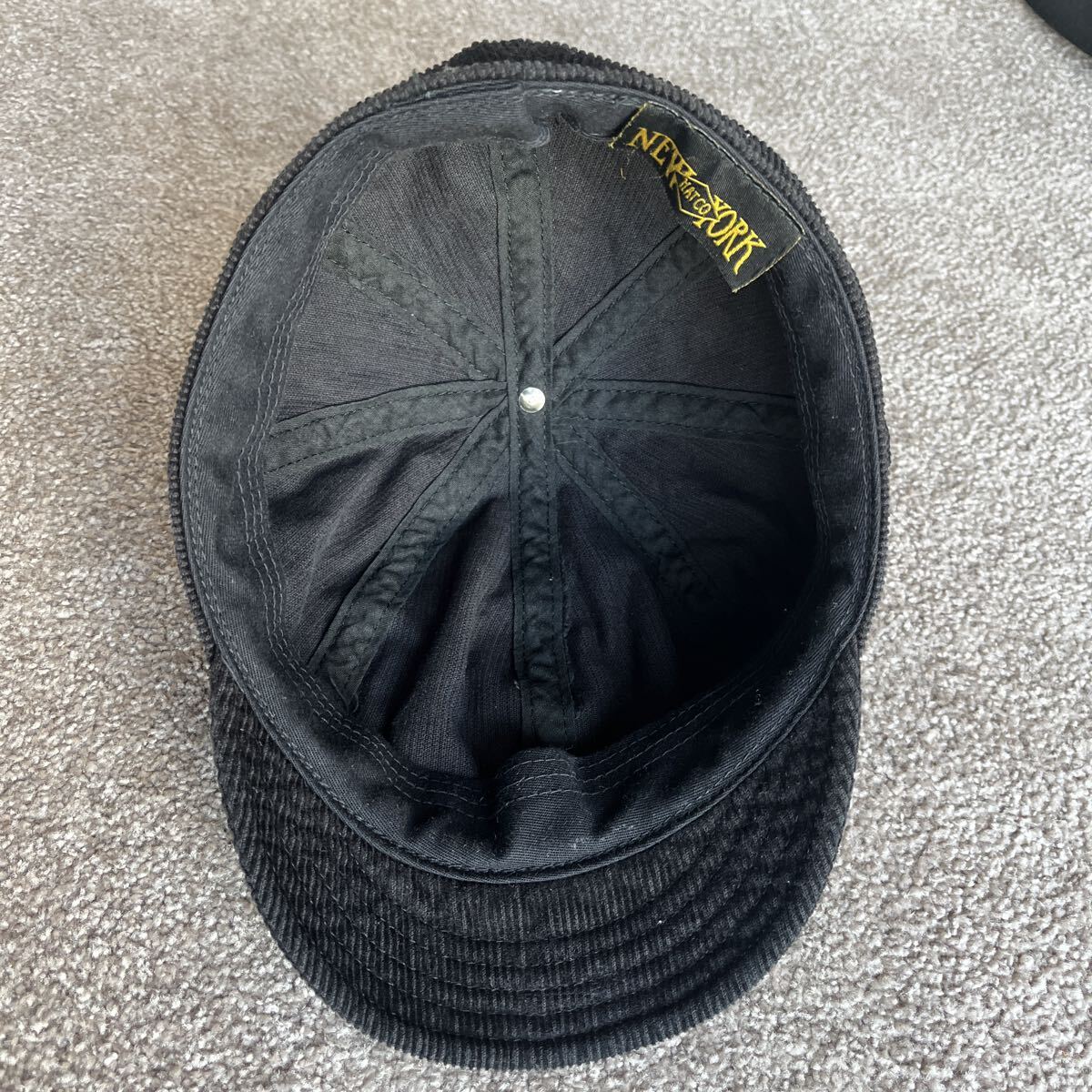 NEW YORK HAT ニューヨークハット キャスケット ワークキャップ ワーク系 コーデュロイ 黒 Lサイズ相当 帽子 ブラック USA 中古品_画像5