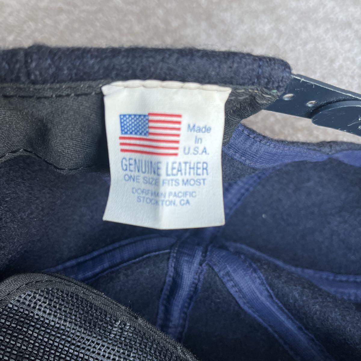 USA製 ウール レザー コンビ スナップバック キャップ ベースボールキャップ 無地 80-90s オールド ビンテージ 古着 中古 DORFMAN スエード_画像6