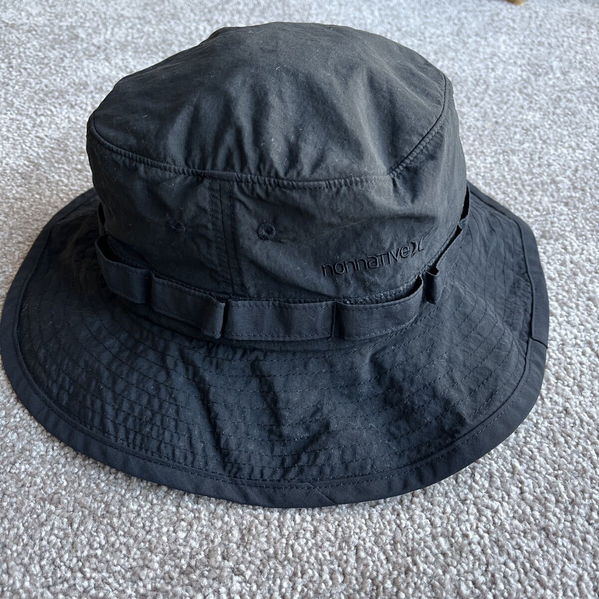 Hurley nonnative ハーレー ノンネイティブ バケットハット 顎紐付き ナイロン100%素材 ブラック アウトドア 帽子 黒 ハット_画像1