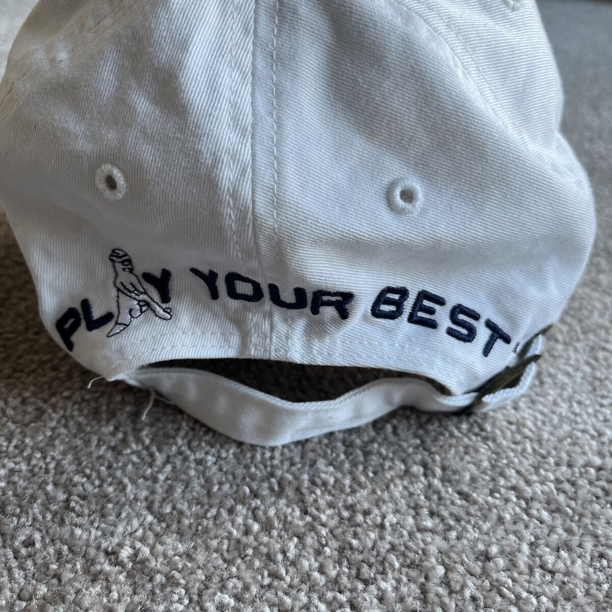 PING ピン ゴルフ用 キャップ　 帽子 ホワイト ロゴ刺繍 裏側汚れあり ゴルフキャップ PINGゴルフキャップ_画像3