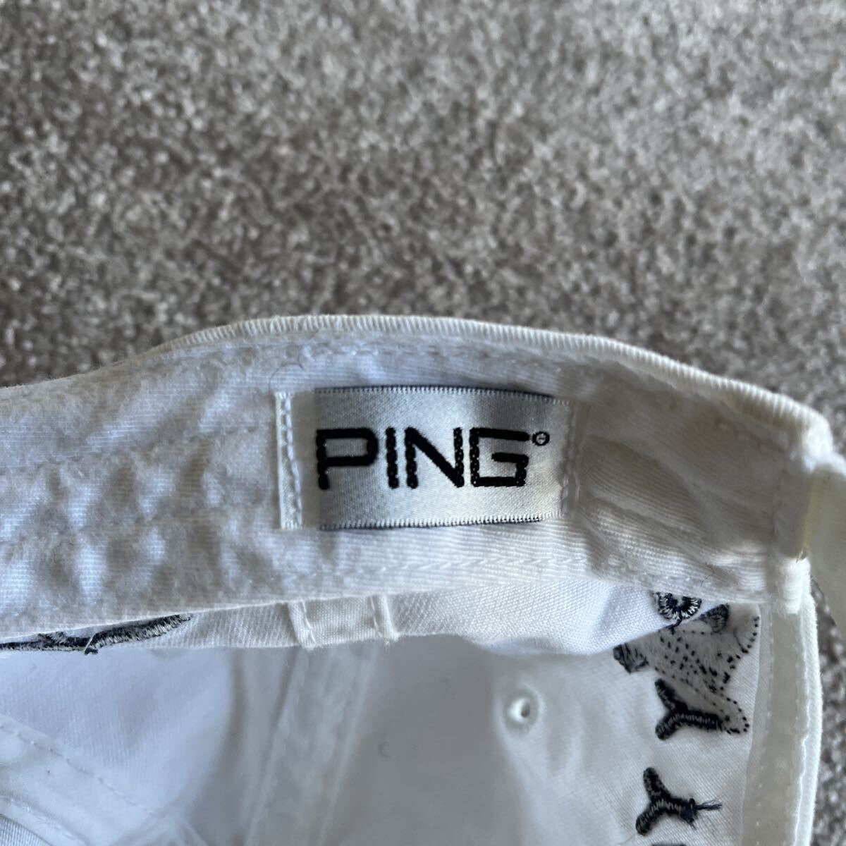 PING ピン ゴルフ用 キャップ　 帽子 ホワイト ロゴ刺繍 裏側汚れあり ゴルフキャップ PINGゴルフキャップ_画像7