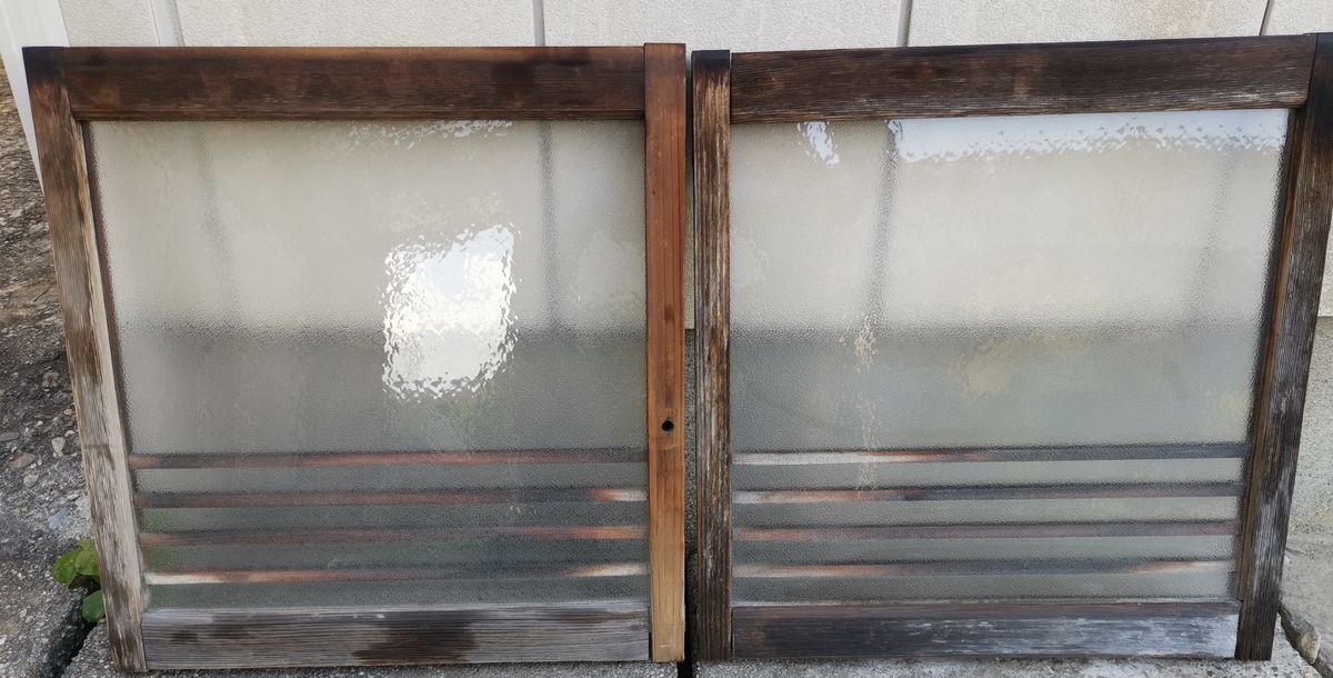 昭和レトロ　アンティーク　窓ガラス2枚セット③_画像2