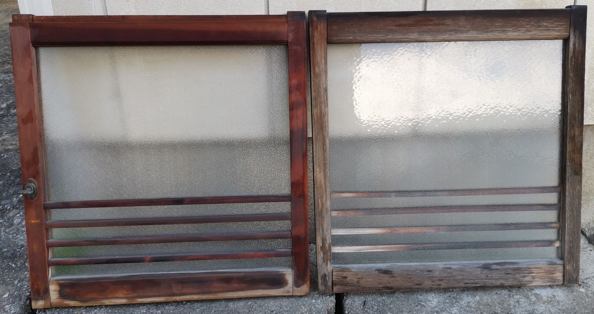 昭和レトロ　アンティーク　窓ガラス2枚セット②_画像1
