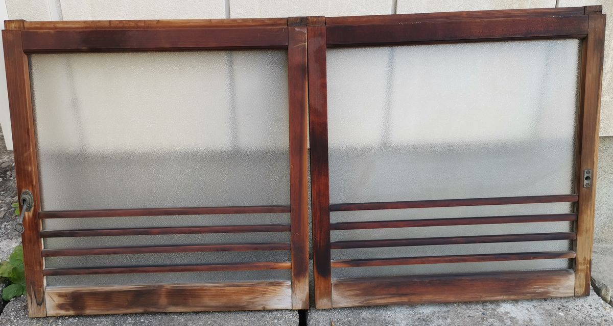昭和レトロ　アンティーク　窓ガラス2枚セット③_画像1