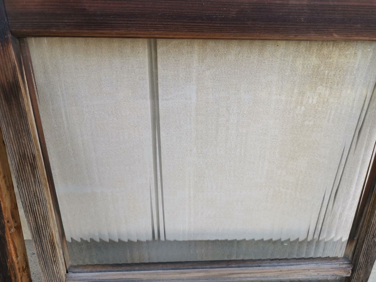 ジャンク 昭和レトロ アンティーク 窓ガラス2枚セット_画像4
