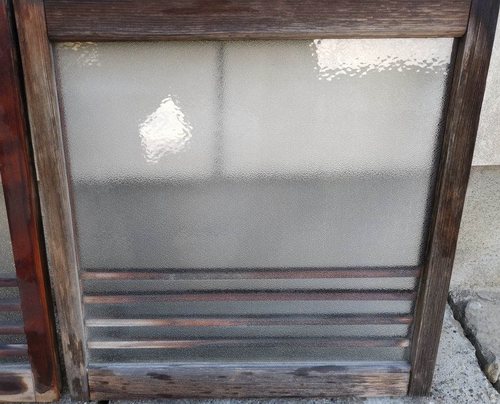 昭和レトロ　アンティーク　窓ガラス2枚セット②_画像2