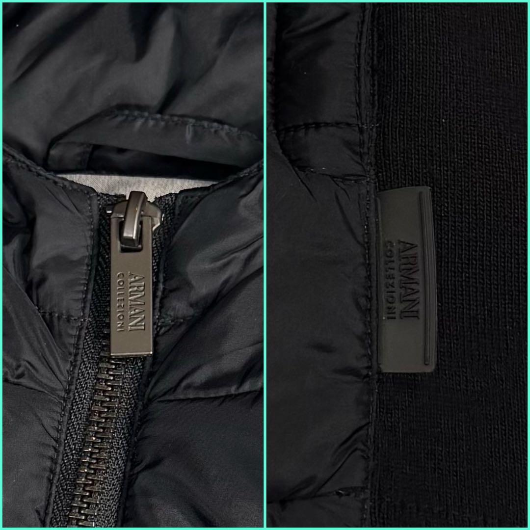 美品 XL アルマーニ 中綿 ベスト フード付き ブラック メンズ ARMANI COLLEZIONI ダウンベスト ビジネス カジュアル 切り替え_画像4
