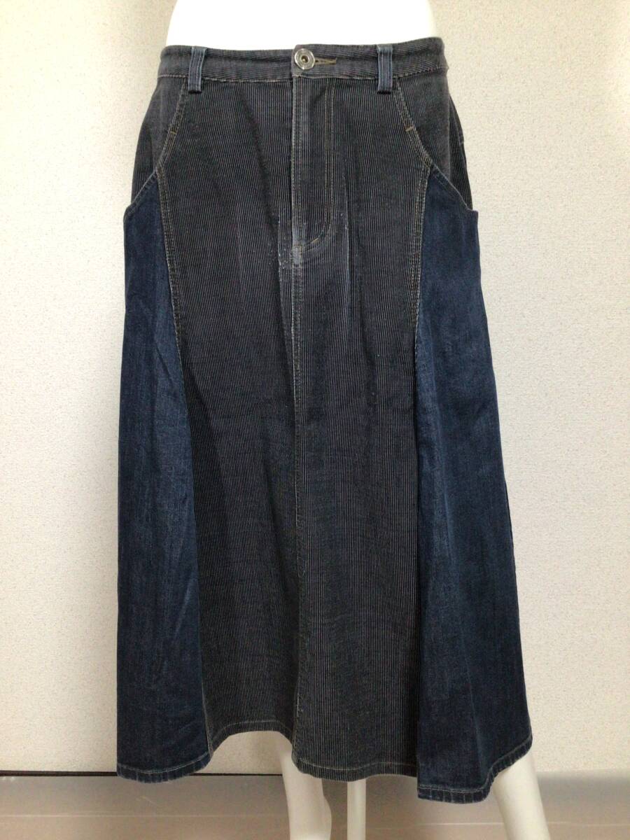 M3117／センソユニコ　i＋mu ポケット付きロングデニムスカート／40／インディゴ_画像1