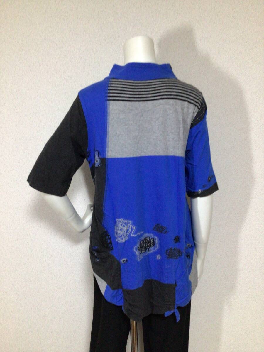 M3120／センソユニコ　慈雨　デザイン刺繍カットソー／40／ブルー_画像4