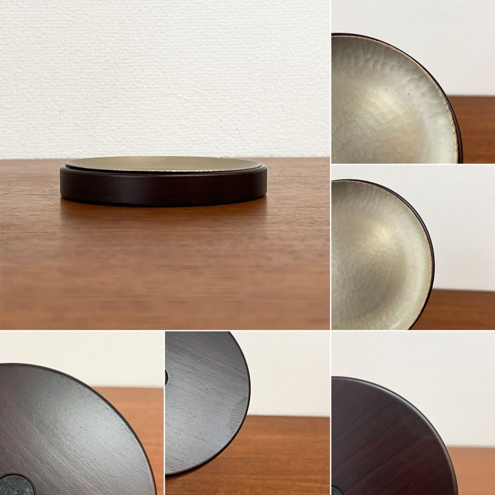 ◎ 玉川堂 GYOKUSENNDO 急須 壺型 打出肌 銀色 横手 木製ハンドル 台付 鎚起銅器 燕三条 伝統工芸_画像9