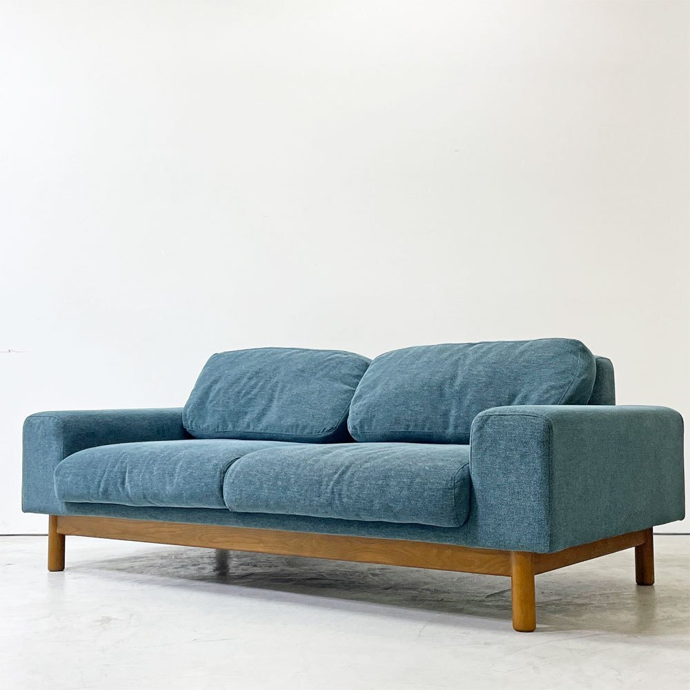 ● シーヴ SIEVE バージュ bulge 二人掛けソファ 2Pソファ 2シーター W177㎝ブルー系 ファブリック ナチュラルモダンデザイン_画像1