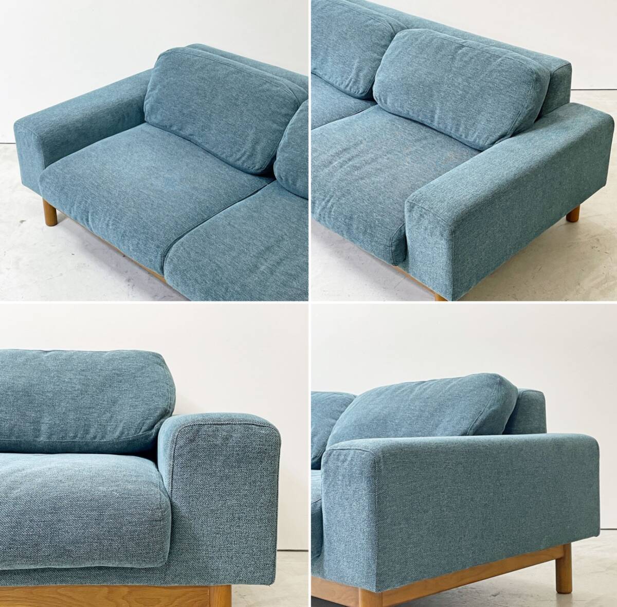 ● シーヴ SIEVE バージュ bulge 二人掛けソファ 2Pソファ 2シーター W177㎝ブルー系 ファブリック ナチュラルモダンデザイン_画像6