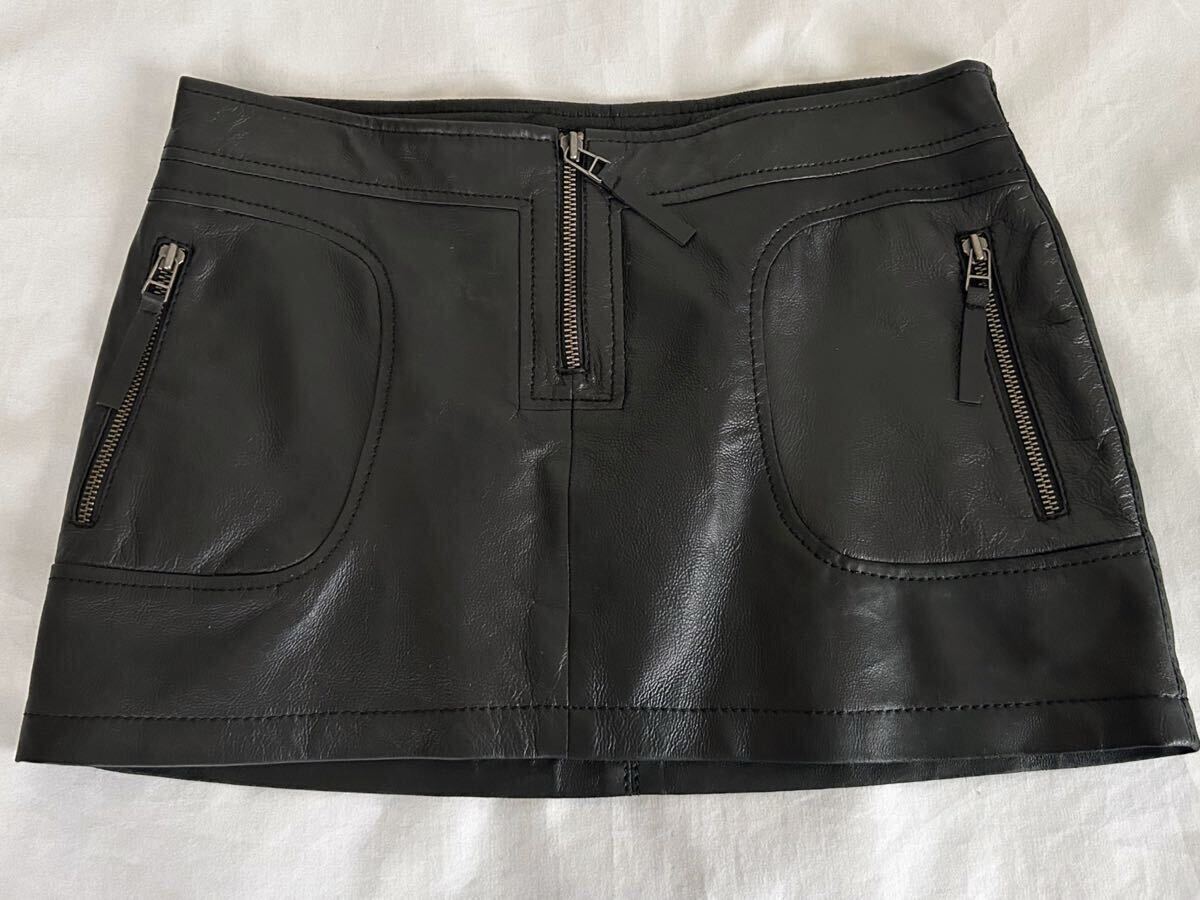 ZARA☆ザラ☆オーバースカート☆本革☆レディースM☆ブラック☆未使用_画像1