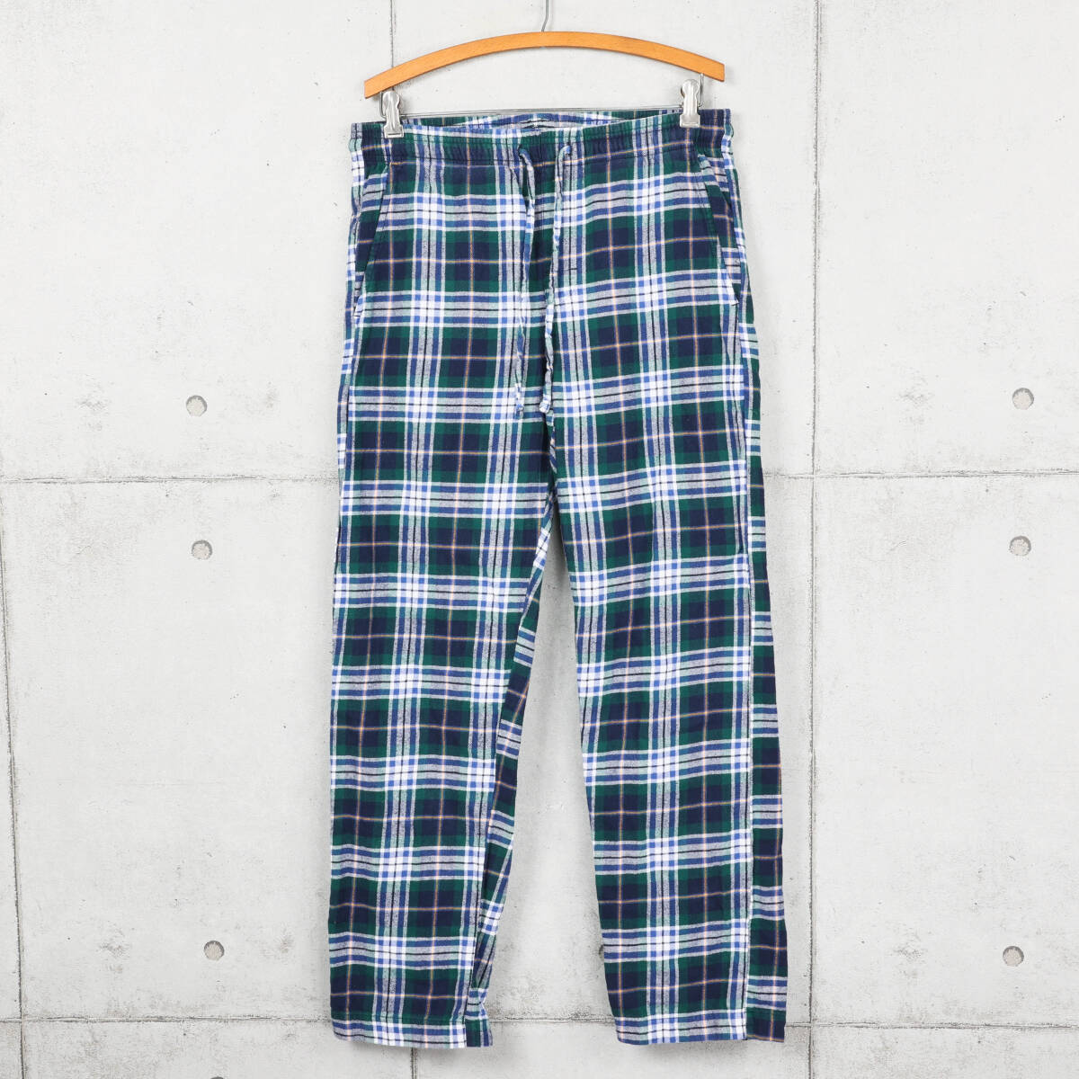 GAPギャップ◆フランネル素材 パジャマパンツ◆グリーン×ホワイト×イエロー◆サイズM_画像1