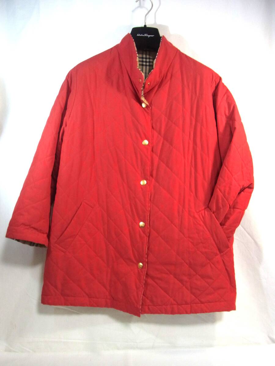 USED バーバリー BURBERRYS キルティング ジャケット コート リバーシブル 赤 FRB75-075 13号(44)使用感有/ 三陽商会 ブランド古着_画像1