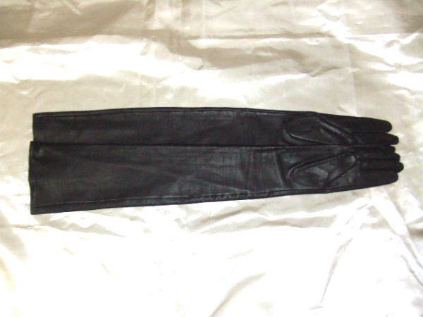  ценный 1 листов кожа 80cm длинный перчатка * натуральная кожа чёрный 80cm размер M бесплатная доставка 