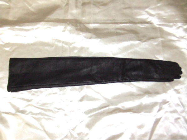  ценный 1 листов кожа 80cm длинный перчатка * натуральная кожа чёрный 80cm размер M бесплатная доставка 