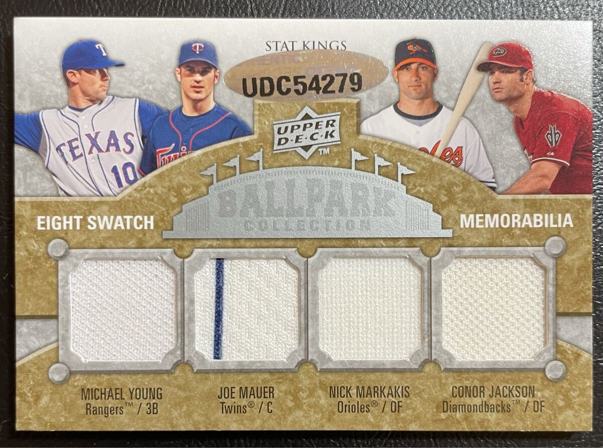 2009 Upper Deck Ballpark Collection Eight Swatch Memorabilia /200 Young Mauer Markakis Jackson Ramirez Guerrero Fielder _画像3