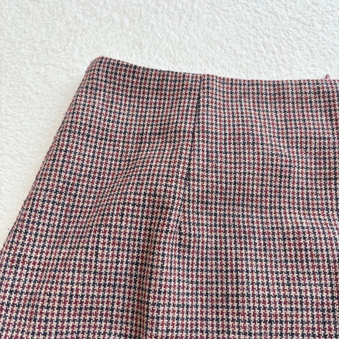 スピンズ ミニスカート ウール混 台形スカート チェック柄 849FED_画像2