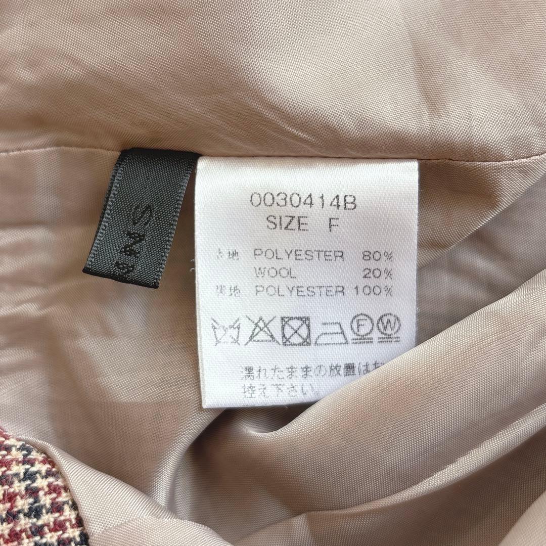 スピンズ ミニスカート ウール混 台形スカート チェック柄 849FED_画像7