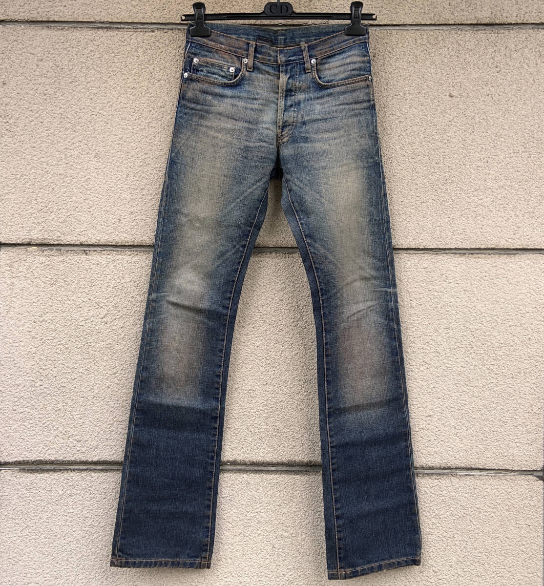 グラム期 05AW Dior homme 赤錆 ウオッシュ加工 コットンフレア デニム パンツ 27 USED/ディオール ヒールブーツカット 5HH1011220_画像1