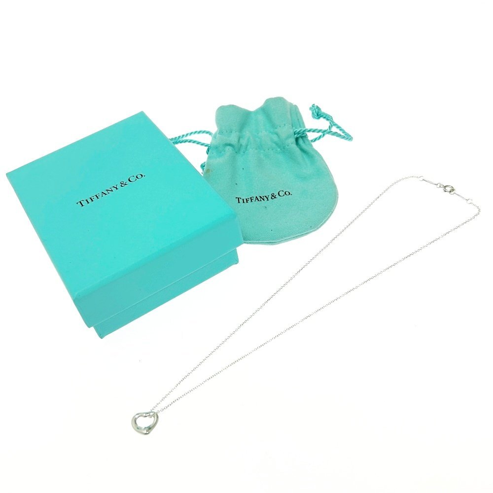 [1 иен старт ][ с коробкой ]TIFFANY & Co. Tiffany серебряный Open Heart 2.2g 925 печать колье 525828