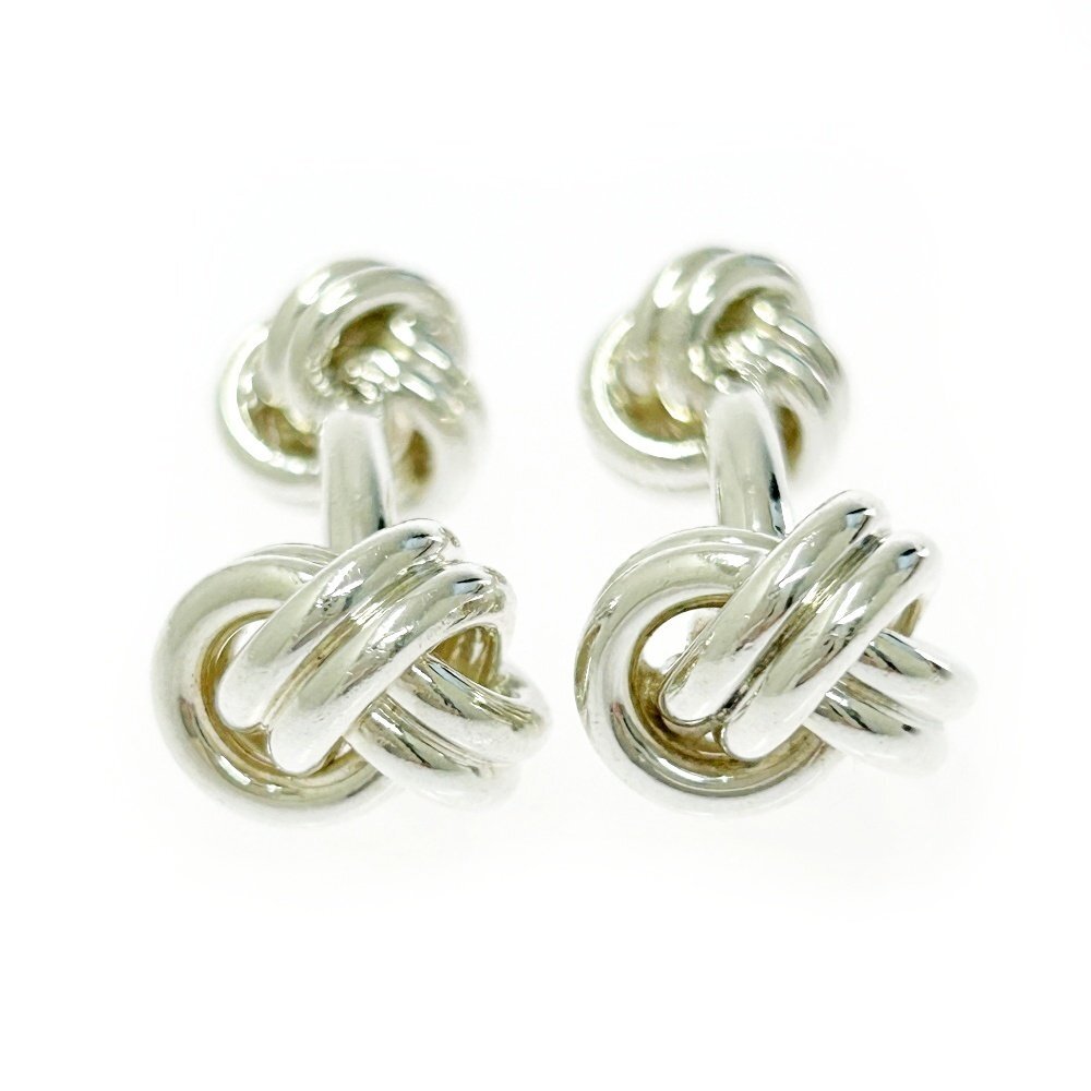 【1円スタート】【保存袋付き】TIFFANY & Co. ティファニー シルバー ダブルノット 総重量17.9g 925刻印 カフス 526936_画像1